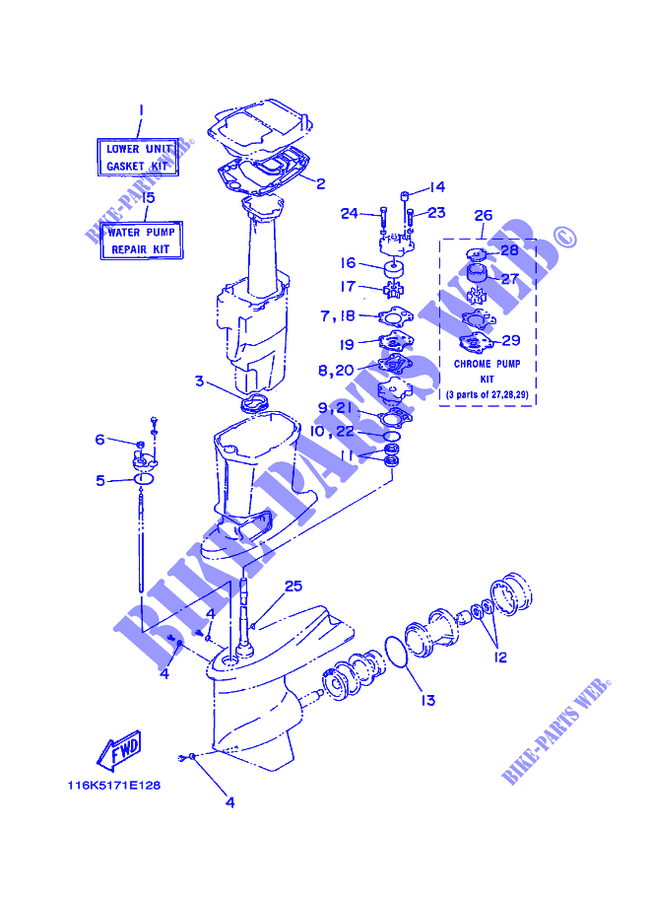 KIT DE REPARACIÓN 2 para Yamaha 50G 2 Stroke, Electric Start, Remote Control, Manual Tilt, Oil injection 1993