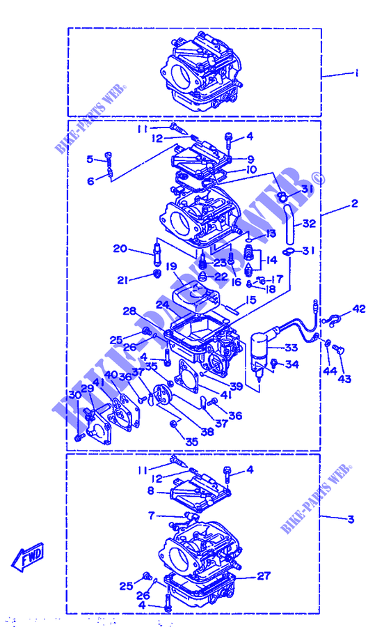 CARBURADOR para Yamaha 50G 2 Stroke, Electric Start, Remote Control, Manual Tilt, Oil injection 1993