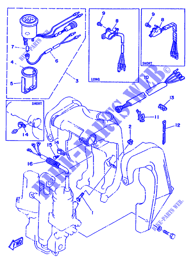 MOTOR DEL SISTEMA DE INCLINACIÓN para Yamaha 50G 2 Stroke, Electric Start, Remote Control, Manual Tilt, Oil injection 1993