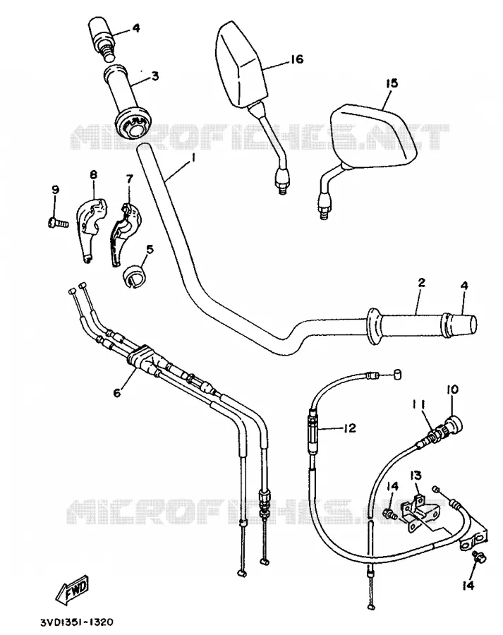 MANILLAR / CABLE Yamaha MOTO 850 1992 TDM  TDM850