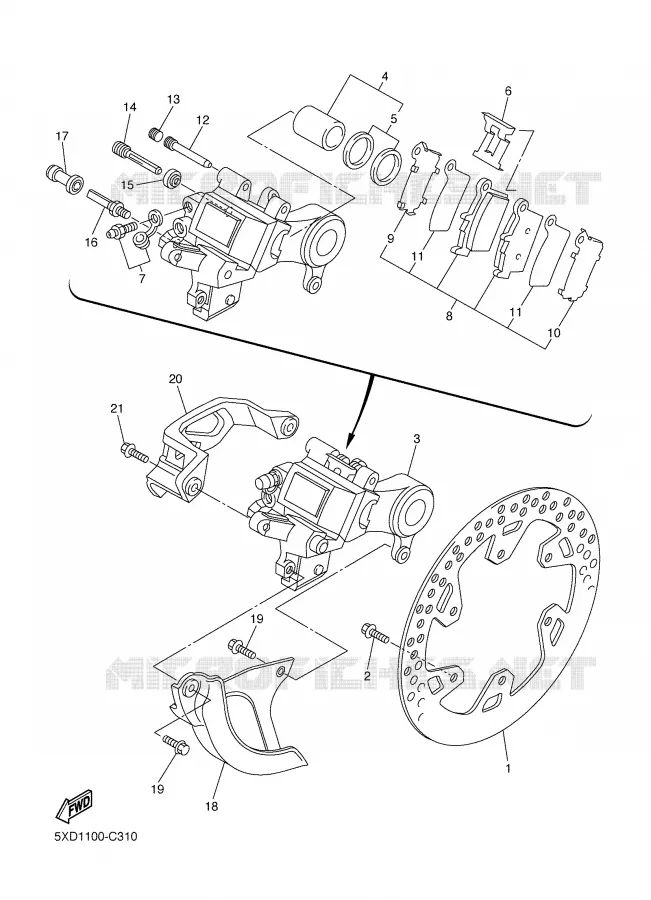 PINZA FRENO TRASEIRA Yamaha MOTO 450 2004 WRF  WR450F