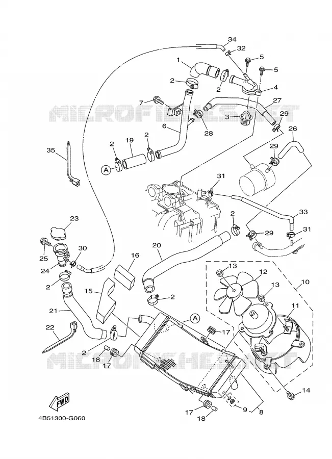 RADIADOR / MANGUERAS Yamaha SCOOTER 500 2008 TMAX  XP500X