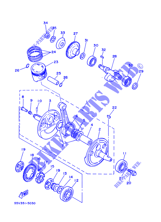 CIGUEÑAL / PISTÓN para Yamaha XT350 1988