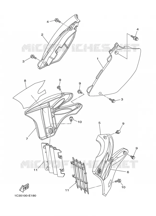 TAPAS LATERALES  Yamaha MOTO 250 2006 YZ  YZ250