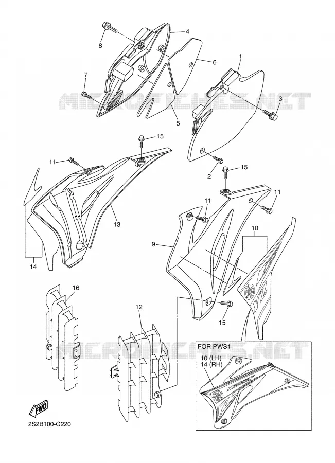 TAPAS LATERALES  Yamaha MOTO 450 2008 YZF  YZ450FX